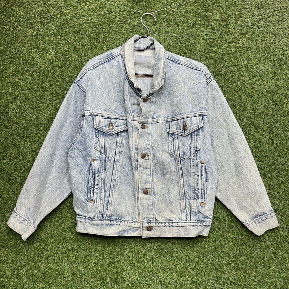 Vintage 80s Levis Denim Jacket Mens Medium 42 White Tab Acid Wash 75068 Jacron